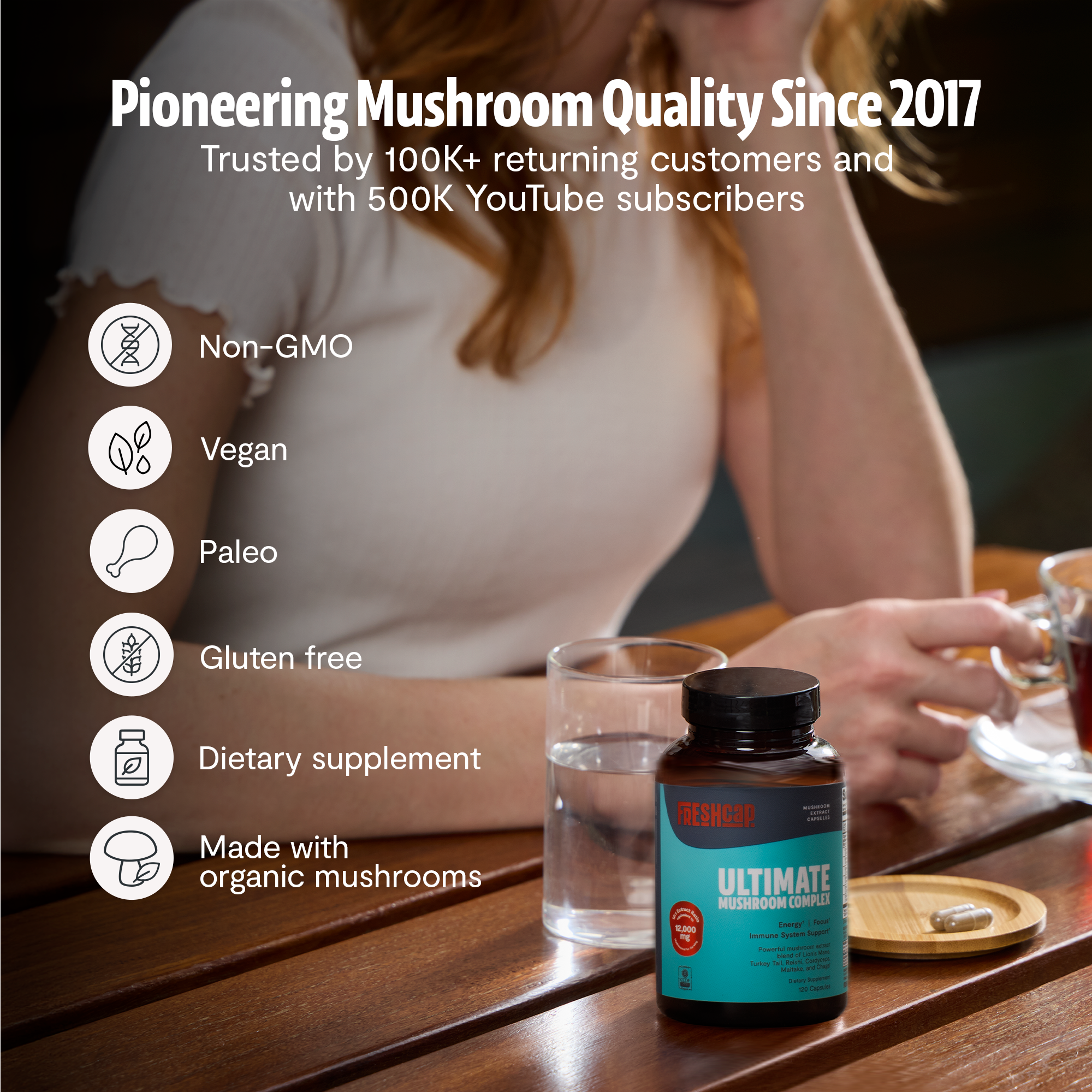 Organic Mushroom Complex Supplement Capsules